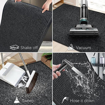 Vicwe Indoor Outdoor Door Mat, 4'x6' Heavy Duty Front Door Mat, Non-Slip Washable Doormats Entrance Mats, Dirt Resistant and Absorbent Doormat, Commercial Outdoor Entrance Floor Mat for Home Office