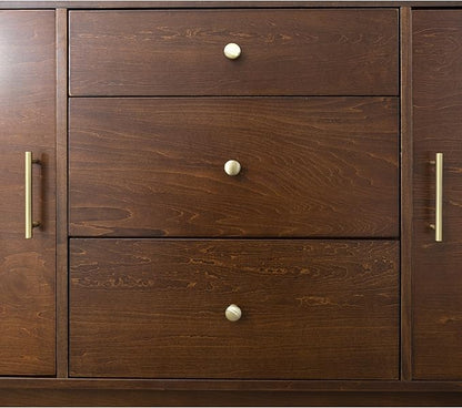 Walker Edison Mid Century Modern-TV Stand Console with 3 Drawers and Closed Cabinet Storage, 60", Walnut