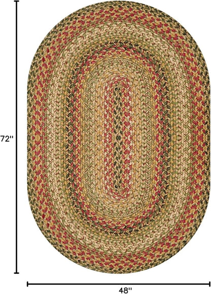 Homespice Kingston Braided Oval Area Rugs 4x6' – Jute Braided Multi Color Rugs for Living Room and Bedroom