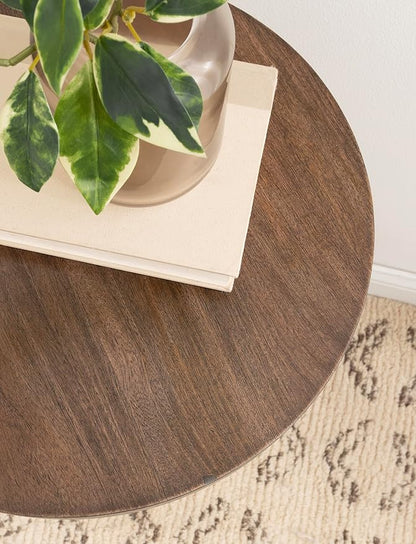 Kate and Laurel Wegner Traditional Wooden Round Side Table, 16 x 26, Brown, Elegant and Durable Pedestal Table for Use as Living Room End Table, Plant Stand, or Bedroom Nightstand