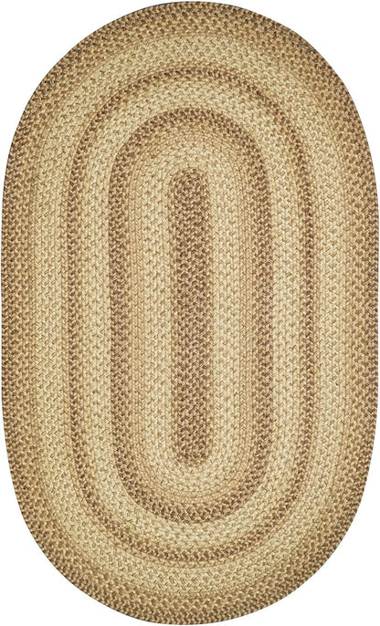 Homespice Cookie Dough Farmhouse Area Rugs 8x10' - Jute Braided Country Rugs for Bedroom and Living Room
