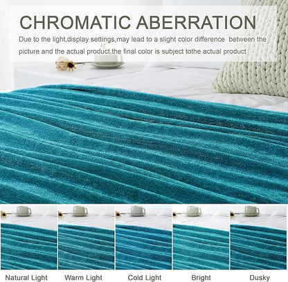 Chenille Throw Blanket for Couch 50"X 60", Soft Cozy Throws with Fringe Tassel for Bed Sofa Chair Cover, Lightweight Knitted Decorative Boho Blankets for Living Room, Teal