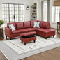 NicBex Sectional Couch 3 Pieces Sofa Set with Left Chaise Faux Leather L Shaped Cloud Couch for Living Room Furniture Sets with Storage Ottoman, Modular Sofa for Living Room & Apartment, Red
