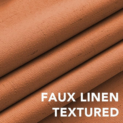 H.VERSAILTEX Linen Blackout Curtains Durable Thick Textured Linen Look 100% Blackout Patio Door Curtain Anti Rust Grommet Extra Wide Sliding Door Curtain Panel, Orange, W100 x L108 inch