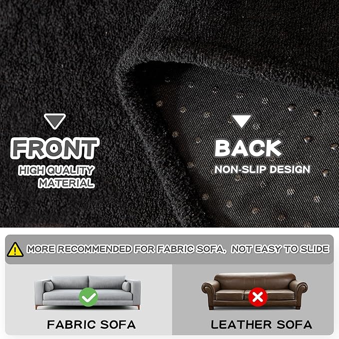 MYSKY HOME Black Couch Covers for Sectional Sofa, Love Seat Covers, Couch Covers for Dogs Washable Couch Cover Banket Modern Sofa Slipcovers, Super Soft Sofa Towel for Kids, Pets, 71" x 102"