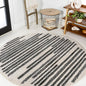 JONATHAN Y Khalil Modern Berber Stripe Cream/Black 3' Round Indoor Area Rug, Contemporary, Bohemian, Easy-Cleaning for Living Room, Bedroom, Kitchen, Pet Friendly, Non-Shedding (MOH207A-3R)