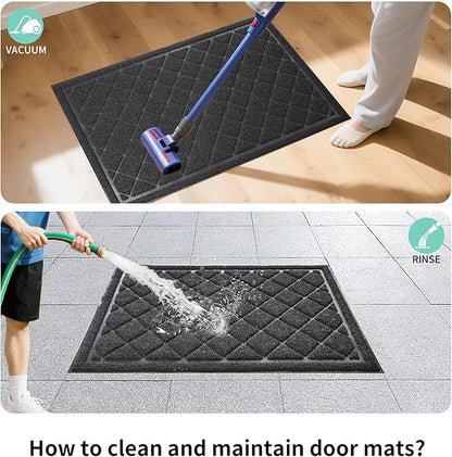 Front Door Mat Indoor Outdoor, 48" x 24" Non Slip Welcome Doormat for Entryway, Heavy Duty Low Profile Entrance Rug for High Traffic Areas, Patio, Outside Entry, Yard, Porch Waterproof