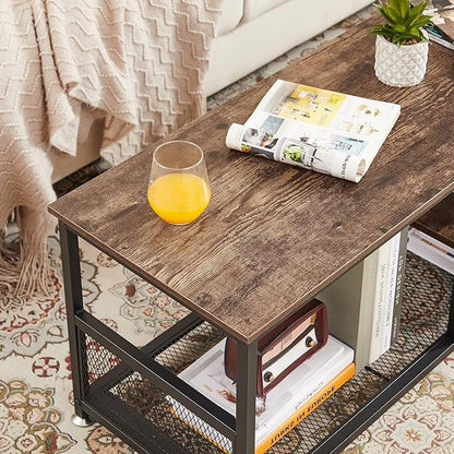 VECELO Industrial TV Stand for Televisions up to 70 Inch, 62" Entertainment Center with Open Storage Shelves for Living Room/Bedroom, 3 Tiers Media Console Table with Metal Frame, Brown, 62 Inches