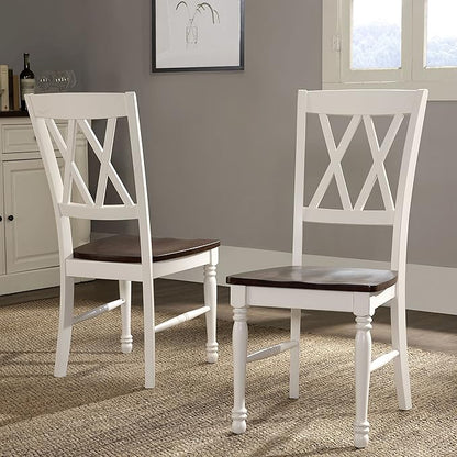 Crosley Furniture Shelby 5-Piece Traditional Dining Table Set for 4, Dinner Tables with Kitchen Chairs, Distressed White