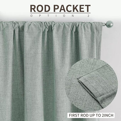 Joydeco Custom 100% Blackout Long Drapes for Bedroom Living Room Blackout Darkening Curtain Thermal Insulated Back tab Rod Pocket 1 Panel(Sage Green,Custom Size)