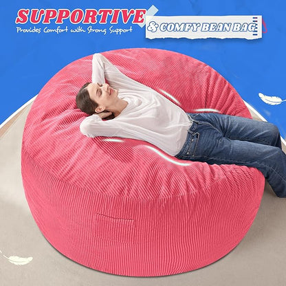 HABUTWAY 4FT Bean Bag Chair,Giant Bean Bag Chairs for Adults,Big Bean Bags with Memory Foam Filled, Large Beanbag Chairs with Soft Corduroy Cover-Pink