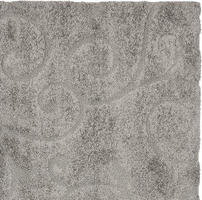SAFAVIEH Florida Shag Collection Area Rug - 6'7" Square, Grey, Scroll Design, Non-Shedding & Easy Care, 1.2-inch Thick Ideal for High Traffic Areas in Living Room, Bedroom (SG455-8013)