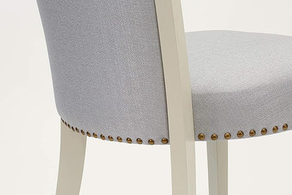 East West Furniture X077VE005-7 7 Piece Dining Table Set Consist of a Rectangle Dining Room Table with X-Legs and 6 Grey Linen Fabric Parsons Chairs, 40x72 Inch, Multi-Color