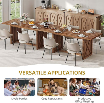 DWVO 70.8" Large Dining Table for 6 to 8 People Farmhouse Rustic Wood Dinner Table Rectangular Long Kitchen Dining Table for Dining Room Kitchen Living Room Office, Walnut