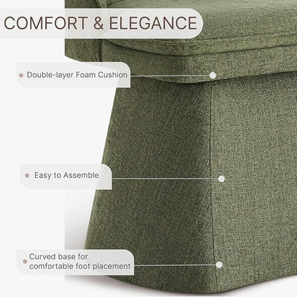 Swivel Dining Chairs Modern Desk Chair Upholstered Linen Fabric Side Chair for Kitchen Dining Room Bedroom,Moss Green,4 Box