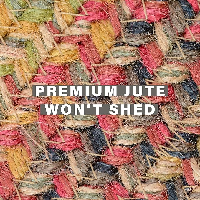 Kingston Oval Braided Rug 2x3' – A Multicolored Rug of Jute to Use in Kitchen, Entryway and Bathroom