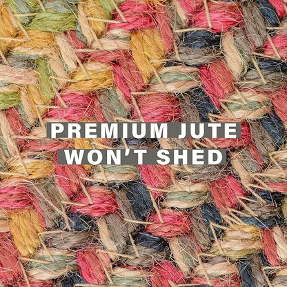Kingston Oval Braided Rug 2x3' – A Multicolored Rug of Jute to Use in Kitchen, Entryway and Bathroom