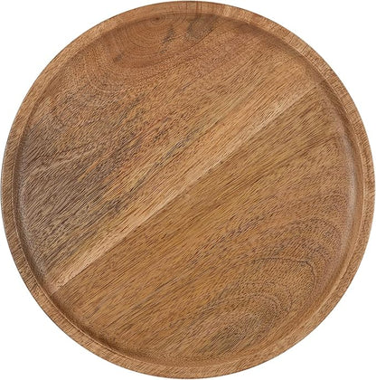 Kate and Laurel Xyler Round Wood and Metal Drink Table, 10 x 10 x 24, Natural Brown Wood and Black, Transitional Plant Pedestal Table for Storage and Display
