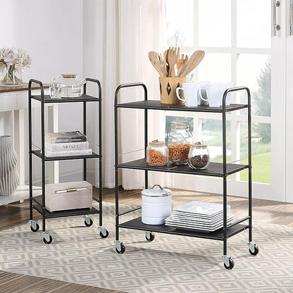 SunnyPoint Metal Rolling Organizer Utility Craft Cart (Large, BLK)