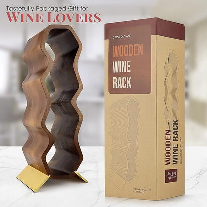 Gusto Nostro Wood Wine Rack, 7 Bottle, 2 Tier Wooden Countertop Free Standing Shelf - Bottle Holder Stand for Home Bar Tabletop, Cabinet Inserts, Kitchen, Wine Cellar Storage (Acacia)