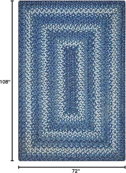 Homespice Denim Jute Blue 6x9' Braided Rug for Living Room, Bedroom Rug and Dining Room. Pet Friendly. Decor Styles- Farmhouse Rug, Rustic, Vintage, Cottage, Primitive, Country, Boho Rug