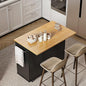 Shintenchi Rolling Kitchen Island Cart with Folding Drop Leaf Breakfast Bar, Portable Trolley Island with Large Storage Cabinet, Shelf and Drawer, Black