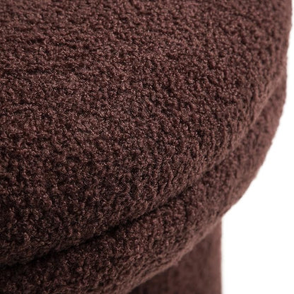 Furniture of America Rami Modern 18-inch Mushroom-Shape Upholstered Ottoman with Tri-Pillar Pedestal, Vanity Stool Chair, Small Foot Stool for Bedroom, Living Room, Entryway, Brown