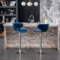Roundhill Furniture Masaccio Velvet Upholstered Adjustable Swivel Barstool, Set of 2, Blue