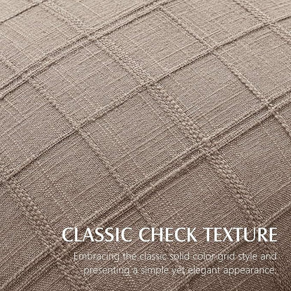 Foindtower Set of 2 Decorative Linen Check Throw Pillow Covers Neutral Farmhouse Vintage Cushion Covers Modern Boho Home Decor for Sofa Chair Couch Bedroom Living Room Outdoor,24×24 Inch,Tan Taupe