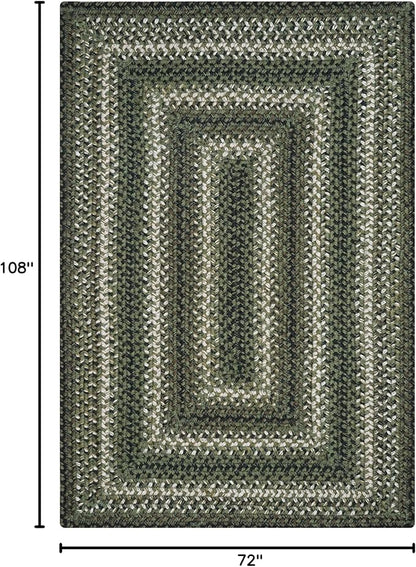 Homespice Pinecone Braided Area Rugs 6x9' – Rustic Jute Braided Green Rug for Bedroom, Living Room and Dining Area