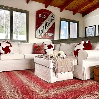 Homespice Apple Pie Jute Red 6x9' Braided Rug for Living Room, Bedroom Rug and Dining Room. Pet Friendly. Decor Styles- Farmhouse Rug, Rustic, Vintage, Cottage, Primitive, Country, Boho Rug