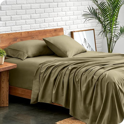 Bare Home King Sheet Set - Luxury 1800 Ultra-Soft Microfiber King Bed Sheets - Double Brushed - Deep Pockets - Easy Fit - 4 Piece Set - Bedding Sheets & Pillowcases (King, Olive)