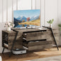 GarveeHome 55" Modern TV Stand, Entertainment Center with 2 Drawers, Adjustable Shelves, U-Shaped Metal Legs, Farmhouse Wooden TV Console for Living Room and Bedroom, Oak