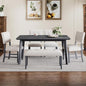 Merax 6 Piece Solid Wood Dining Table Set for 6, Rustic Farmhouse Rectangular with 4 Upholstered Wooden Chairs and 1 Bench, Kitchen Room, Gray