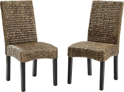 Crosley Furniture Edgewater Handwoven Natural Fiber Rattan Dining Chairs Set of 2, Seagrass