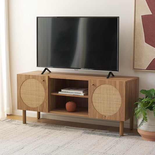 SAFAVIEH Home Collection Ophelia Oak Brown 2-Door 2-Shelf Entertainment Media Stand (Fits up to a 50" Flatscreen TV)