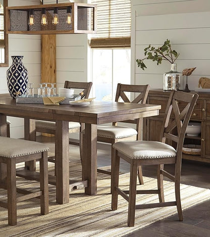 Signature Design by Ashley Morriville Counter Height Upholstered Dining Room Bench, Brown