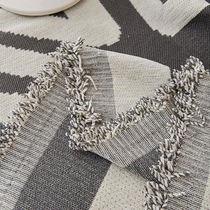 STACYPIK Thick Chenille Boho Sofa Cover Dark Grey Jacquard Geometric Sofa Cover for 1 Cushion Couch L Shape Cover Dog Sofa Protector Non Slip Pet Protector Covers Reversible Sofa Covers-71X71IN