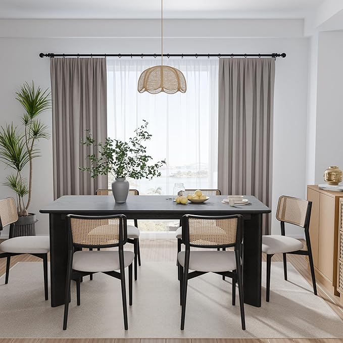 Casaphoria Wood Kitchen Table Set with 4 Chairs, 67" Rectangle Kitchen Table & Chairs Set for 4-6, Modern Farmhouse Dining Table for Living Room, Easy Assembly, Black
