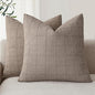 Foindtower Set of 2 Decorative Linen Check Throw Pillow Covers Neutral Farmhouse Vintage Cushion Covers Modern Boho Home Decor for Sofa Chair Couch Bedroom Living Room Outdoor,26×26 Inch,Tan Taupe