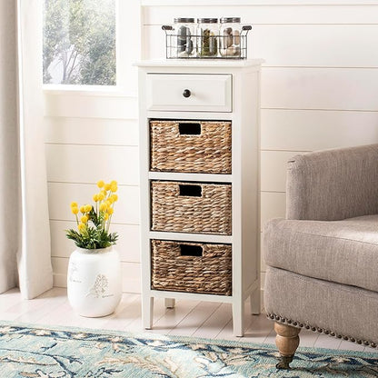Safavieh American Homes Collection Michaela Side Table, 15" x 11.8" x 35.8", Distressed White