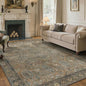 GENIMO 4x6 Area Rugs for Living Room, Machine Washable Non Slip Vintage Rugs, Low Pile Lightweight Chenille Print Rug for Bedroom, Dining Room, Home Office, Warm Taupe
