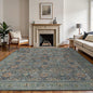 10X14 Area Rugs Machine Washable Rugs for Living Room, Vintage Boho Large Rugs for Bedroom Dining Room, Non Slip Indoor Soft Distressed Lightweight Thin Low Pile Carpet, Beige Blue Grey