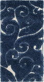 SAFAVIEH Florida Shag Collection Accent Rug - 2'3" x 4', Dark Blue & Cream, Scroll, Non-Shedding & Easy Care, 1.2-inch Thick Ideal for High Traffic Areas in Entryway, Living Room, Bedroom (SG455-6511)