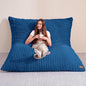 HABUTWAY 4-in-1 Bean Bag Chair, Convertible Chair with High-Density Memory Foam Filling & Machine Washable Cover, Giant Bean Bag Chair for Adults (Blue)