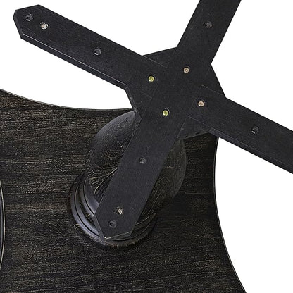 I52-11-TP Wooden Breakfast Table with Acacia Wood Round Tabletop and Stylish Pedestal Base - Sand Blasted Black Finish