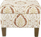 Square Ottoman - Burnt Orange and Cream Medallion