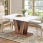 47" Dining Table, Wooden Kitchen Dinner Table Heavy Duty, Farmhouse Table for Dining Room, Living Room Space Saving, White