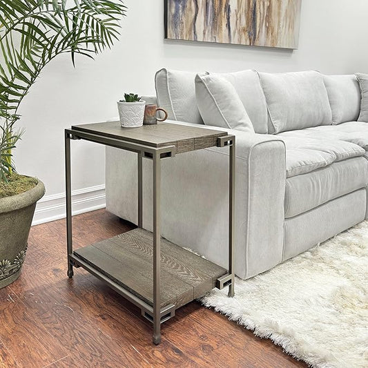 Roundhill Furniture Corbeta Living Room, Side Tables, Aged Graphite