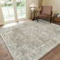 GENIMO 8x10 Area Rugs for Living Room, Machine Washable Non Slip Vintage Rugs, Low Pile Lightweight Chenille Print Rug for Bedroom, Dining Room, Home Office, Trench